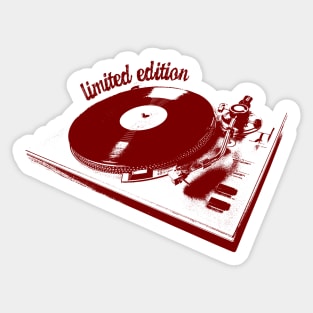 Red Turntable And Vinyl Record Illustration Sticker